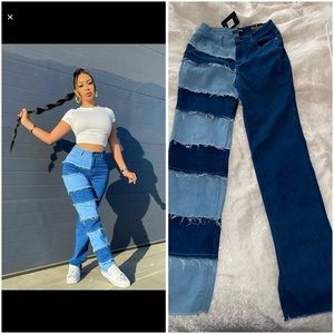 Breaking barriers patchwork jeans fashion nova